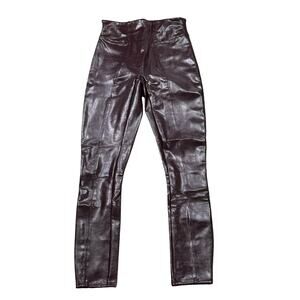 Spanx Leggings Women XS Ruby Red Spanxshape Faux Leather Grunge Baddie Club Edgy